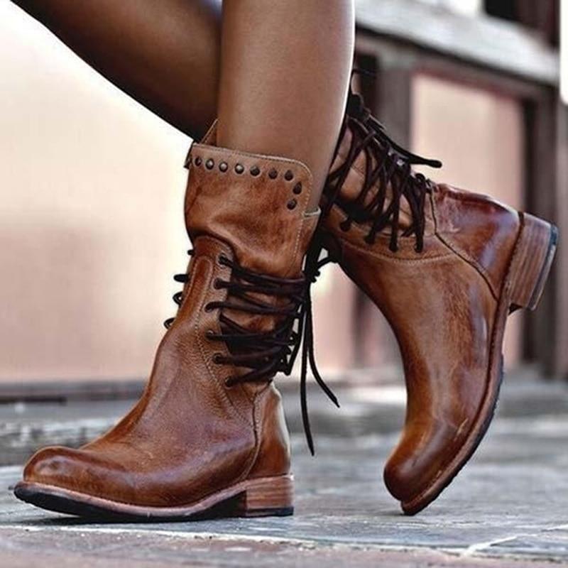 Elsie | Leather Lace-Up Boots