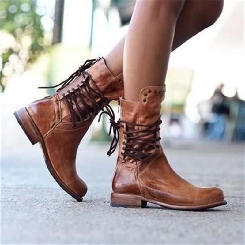 Elsie | Leather Lace-Up Boots