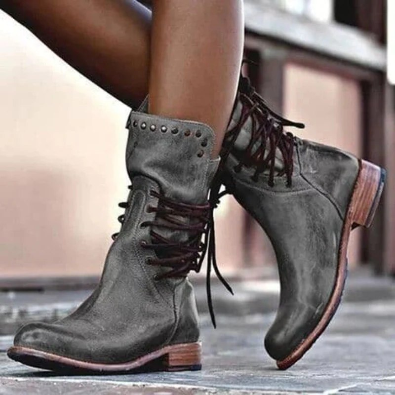 Elsie | Leather Lace-Up Boots