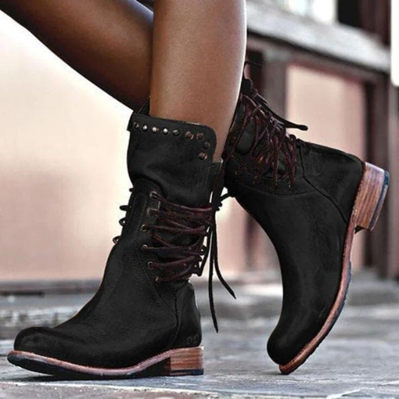 Elsie | Leather Lace-Up Boots