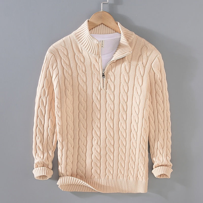 Nick | Chunky sweater with half collar and zipper