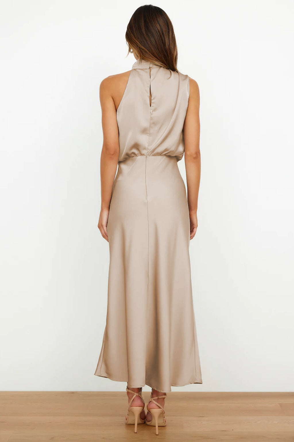 Natalie | Halter neck satin maxi dress