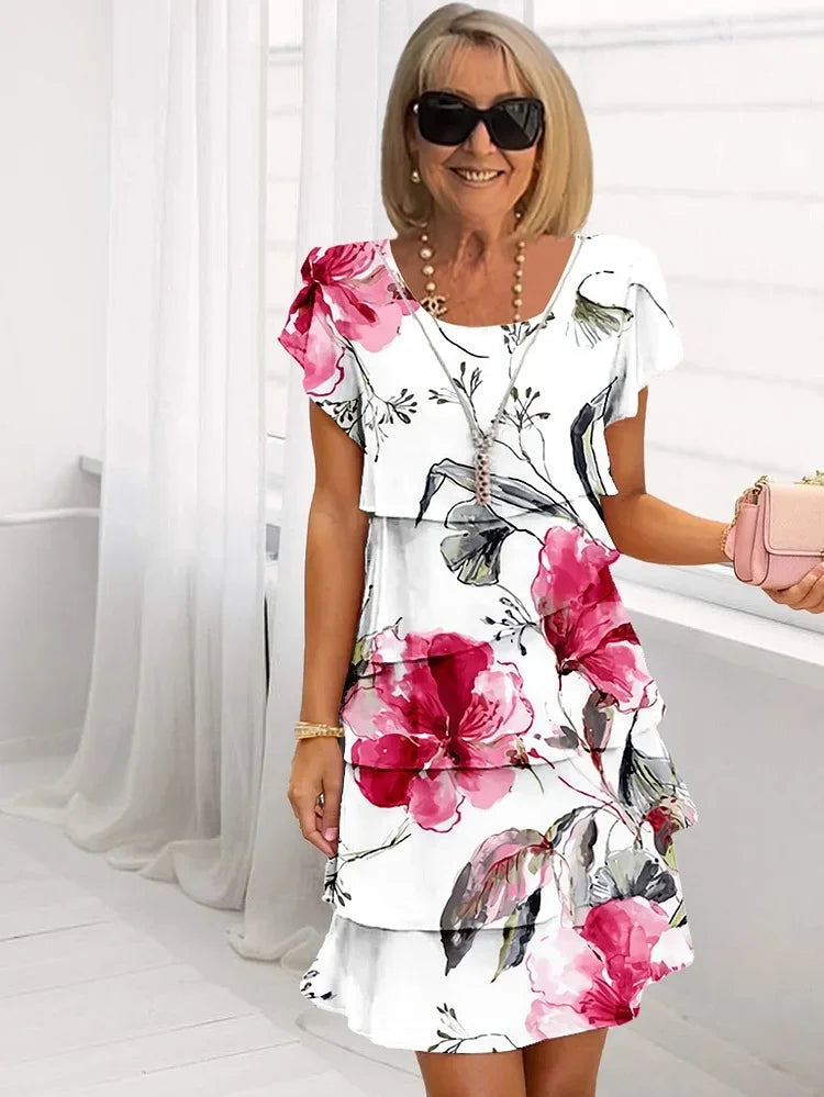 Daisy | Pleated Floral Dress with Ruffles