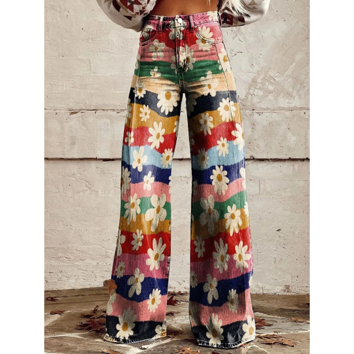 DAPHNE | RETRO FLORAL FLARE PANTS