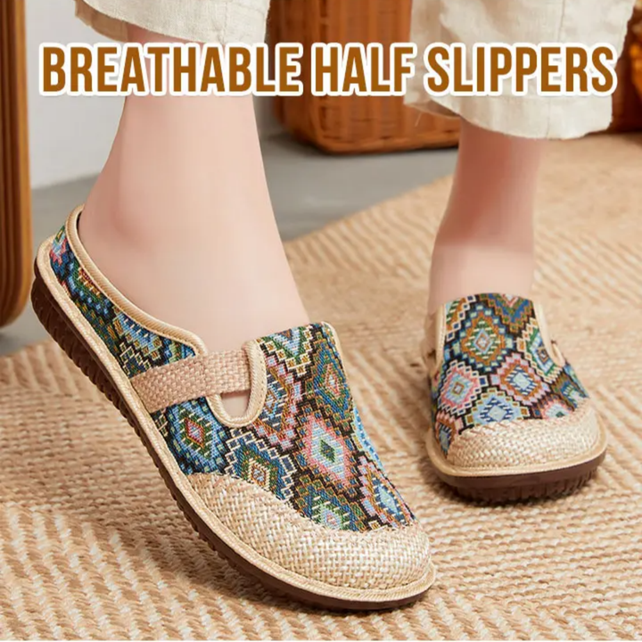 Zelda | Embroidered Aztec Pattern Design Sandal