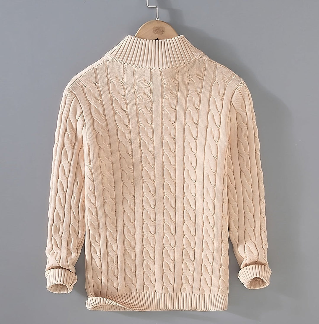 Nick | Chunky sweater with half collar and zipper