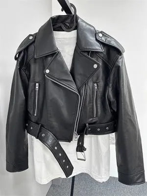 April | Fashionable leather jacket