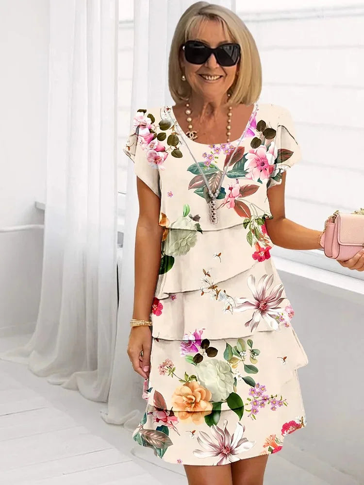 Daisy | Pleated Floral Dress with Ruffles